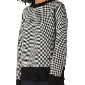 Tory Burch Oversized Crewneck Sweater Black Ivory